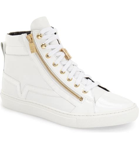 versace canvas low-top logo sneakers|Versace zipped high top sneakers.